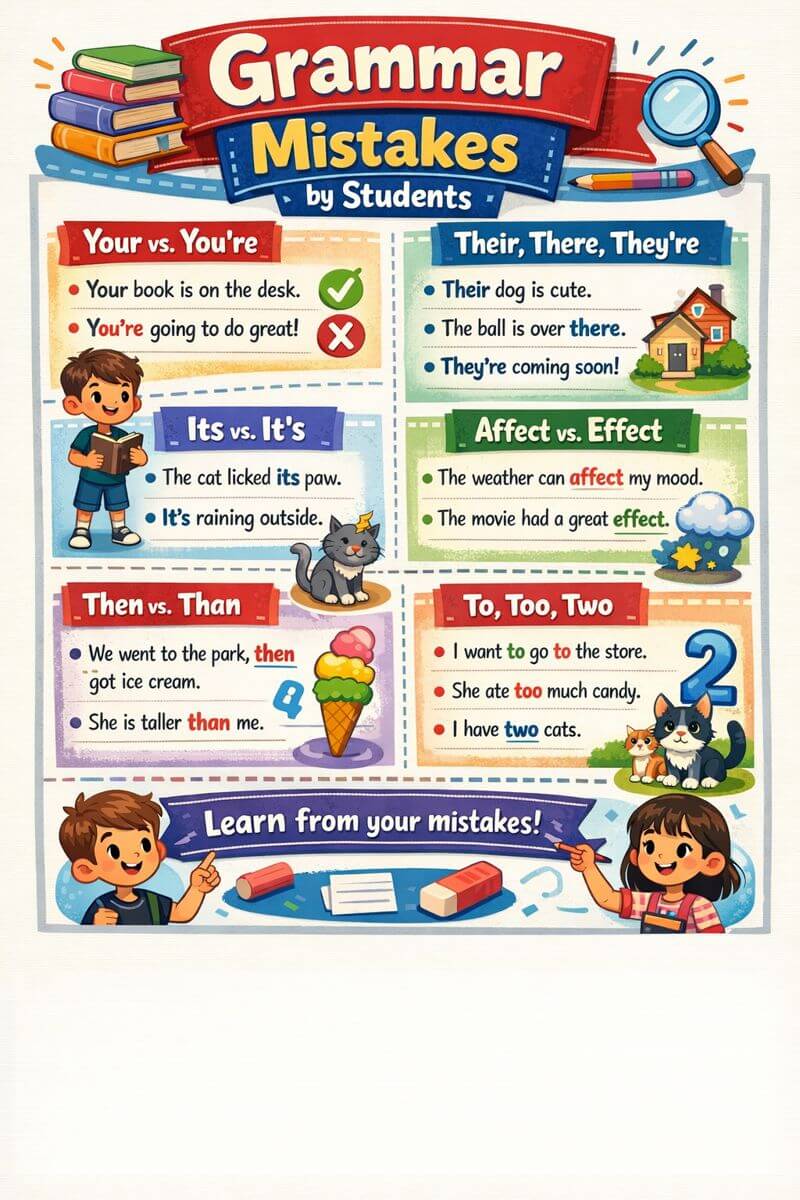 100+ Common Grammar Mistakes by Students in English with Pictures