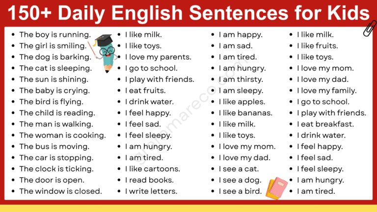 150+ Daily English Sentences for Kids to Learn Easily | Grammareco.com