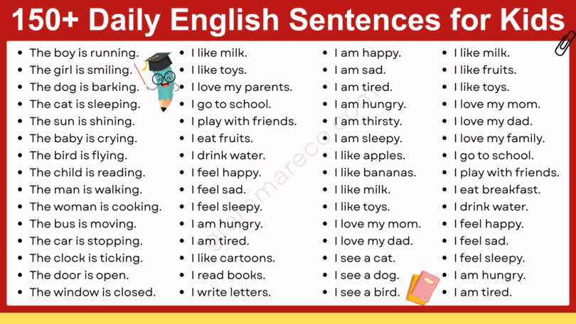 150+ Daily English Sentences for Kids to Learn Easily
