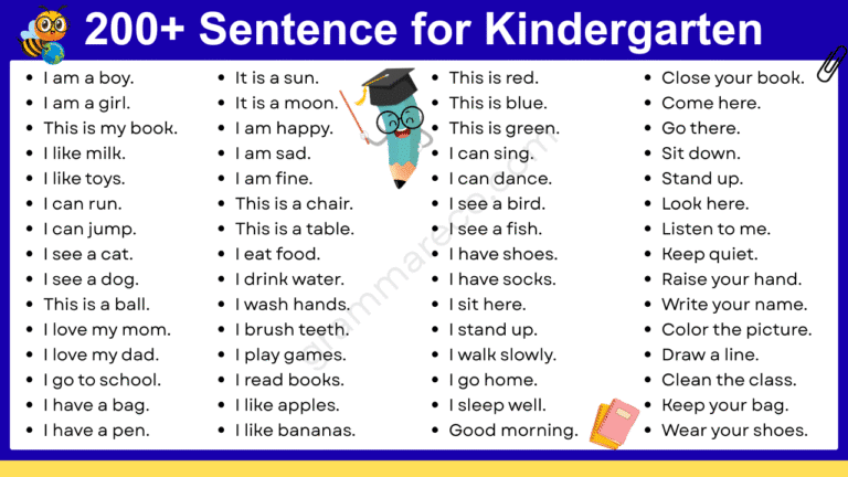 200+ Easy Small Sentences for Nursery Class in English | Grammareco.com