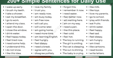 200+ Useful Simple English Sentences for Daily Use for Beginners