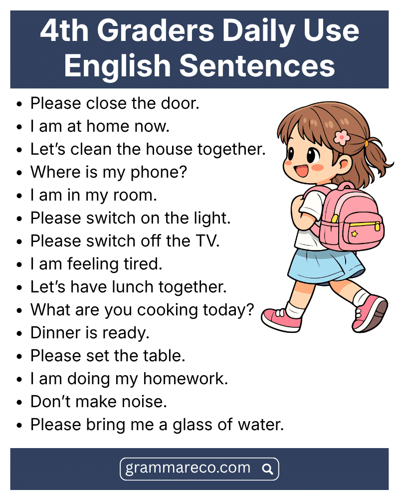 4th Graders Daily Use English Sentences at Home