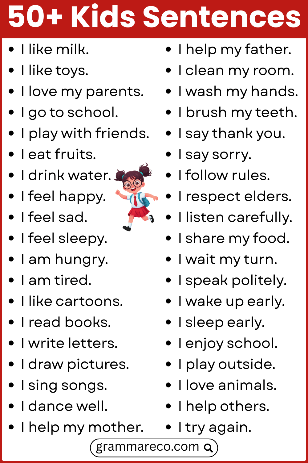 50+ Daily Used Simple Sentences for Kids Should Know