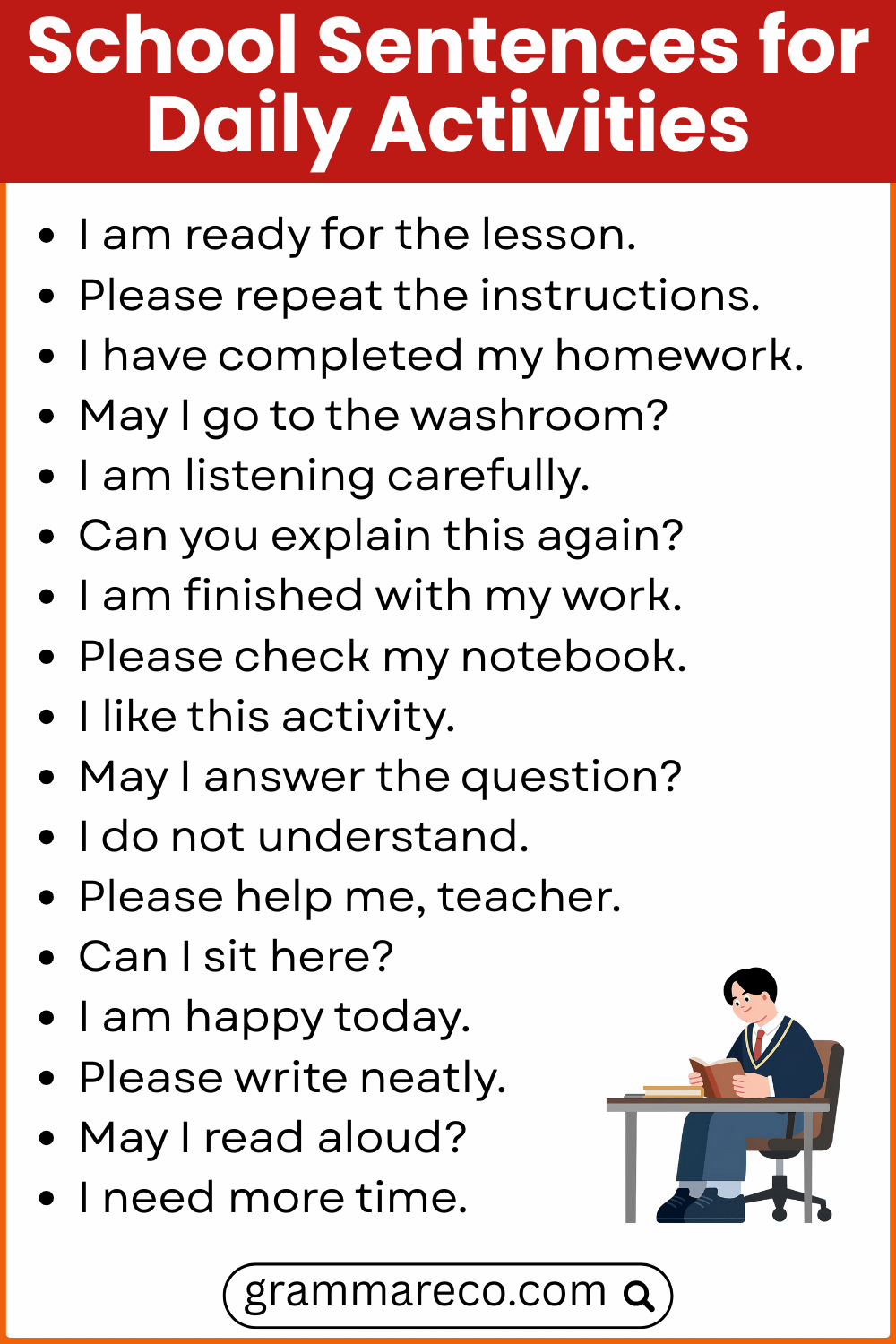 30 Academic Sentence in English for Kids in