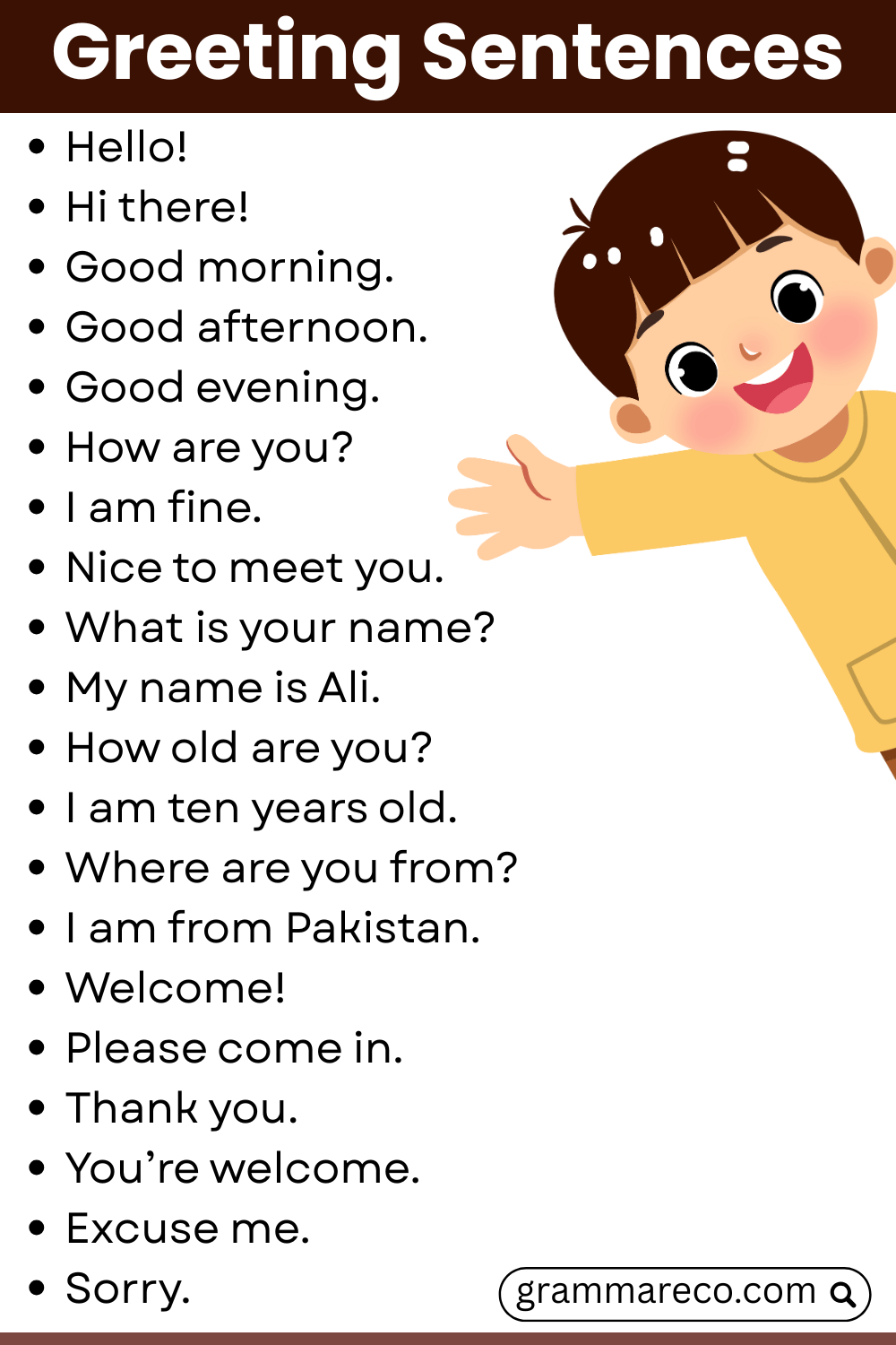 Greeting Sentences: Daily Routine English Sentences for Students