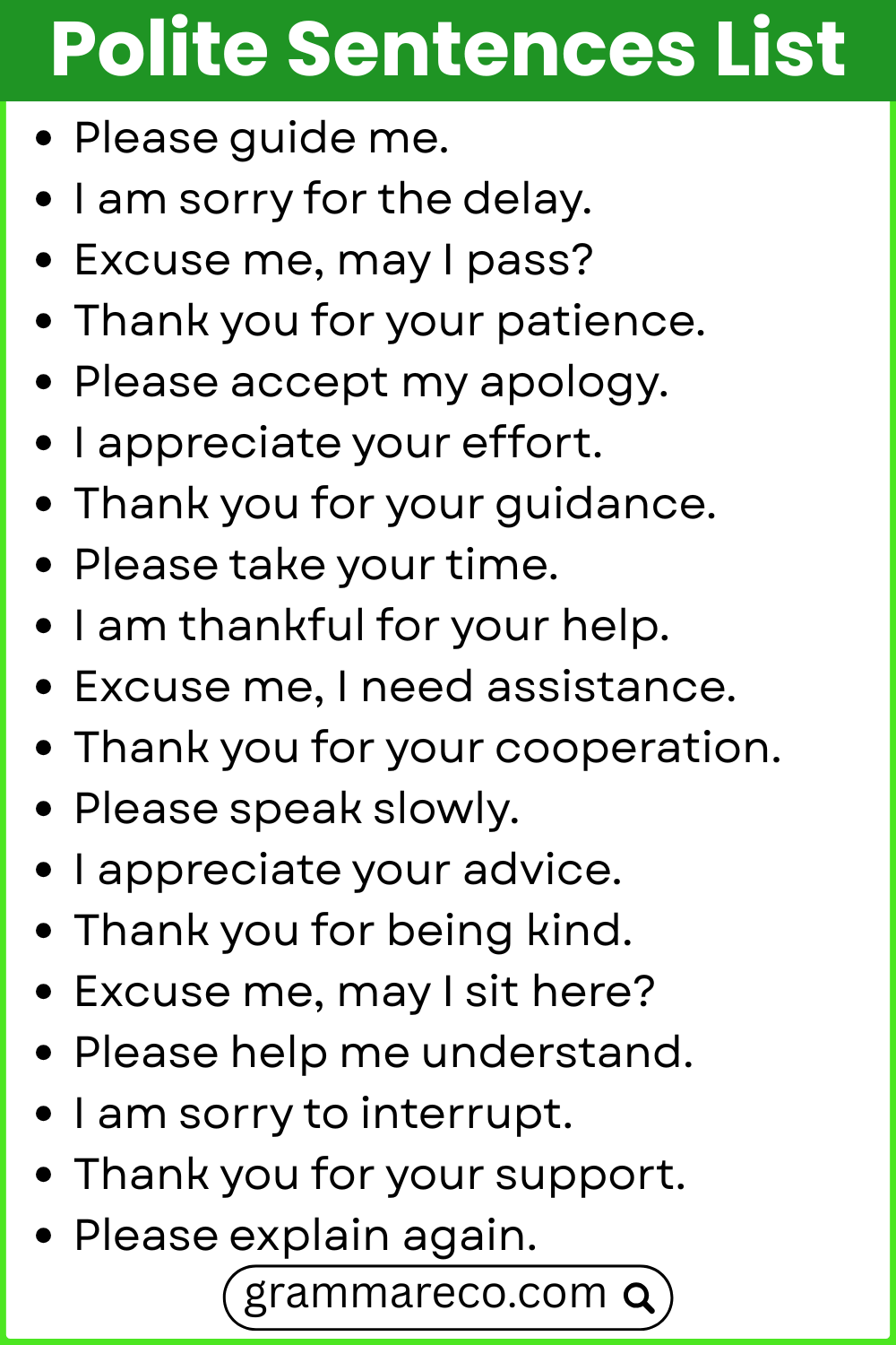 100 Polite English Sentences List with Pictures