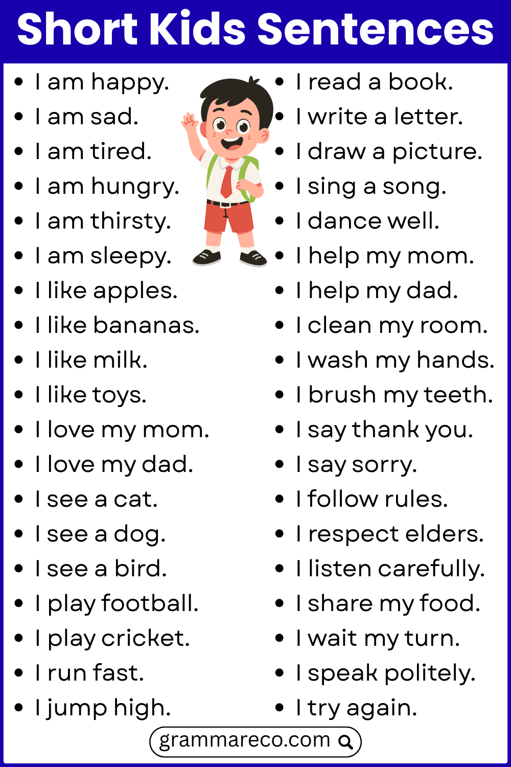 150+ Short Sentences Examples for Kids in English