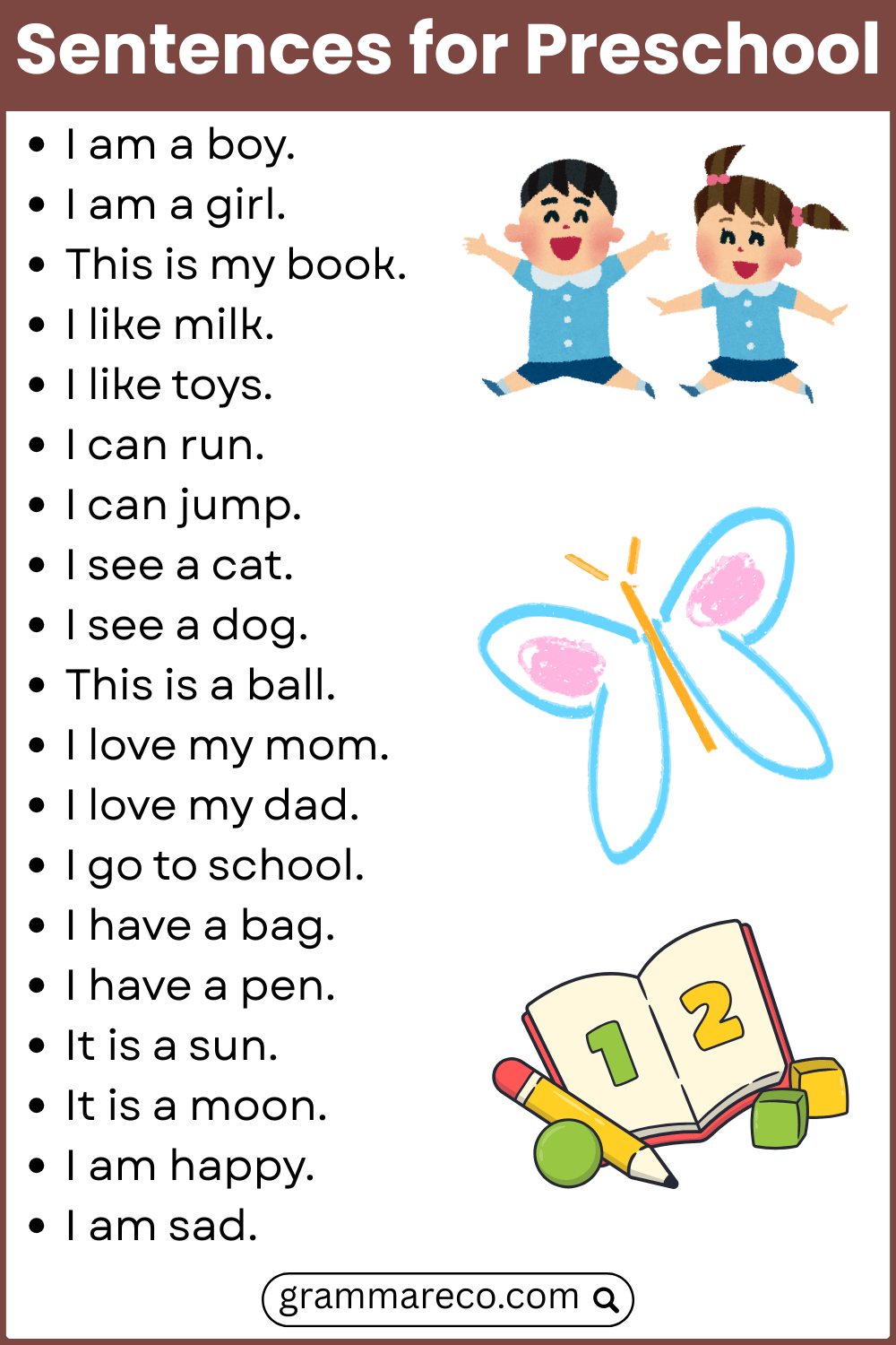 Simple Sentences for Nursery Students Should Learn: Kindergarten Sentences