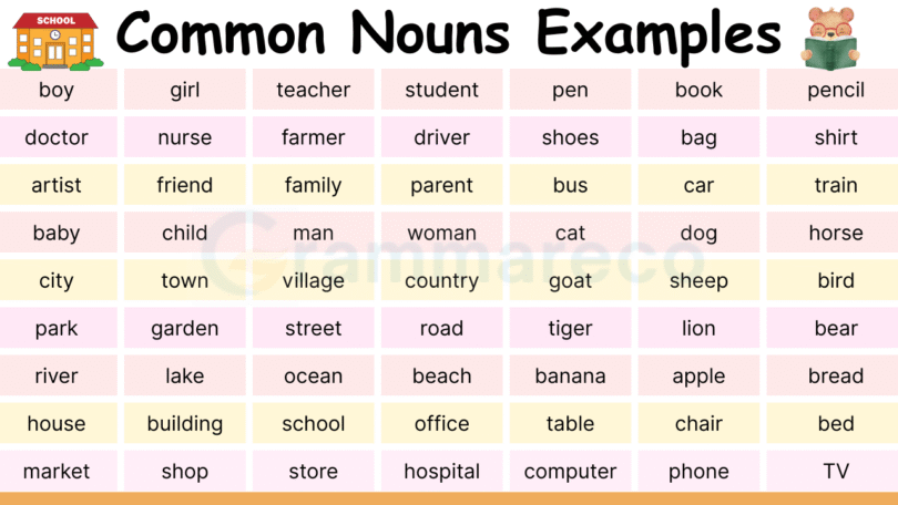 100+ Common Nouns Examples in English with Pictures