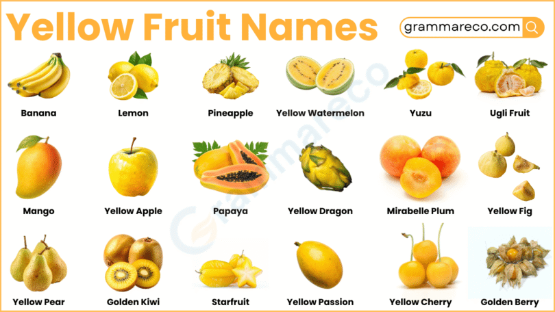 29+ Yellow Color Fruits with Names and images: Complete List