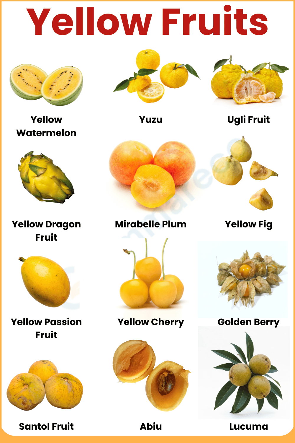 All Types of Yellow Fruits and their Photos