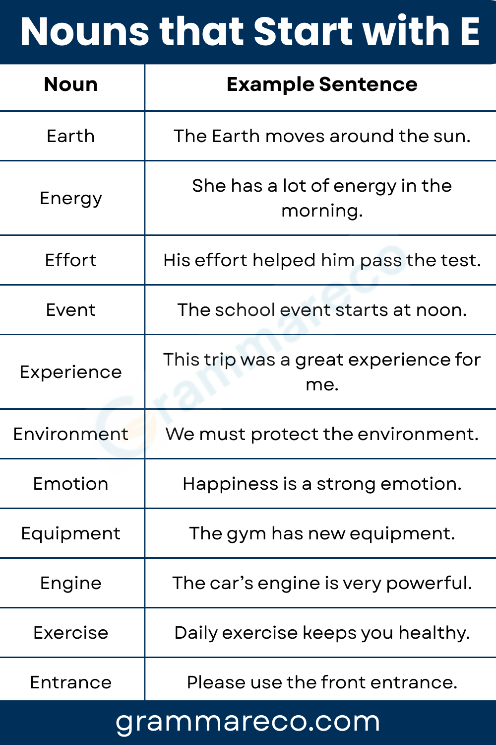 Good Nouns That Start With E with Pictures
