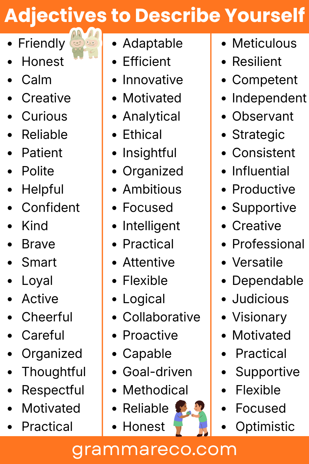 List of Best Adjectives to Describe Yourself (Professionally)
