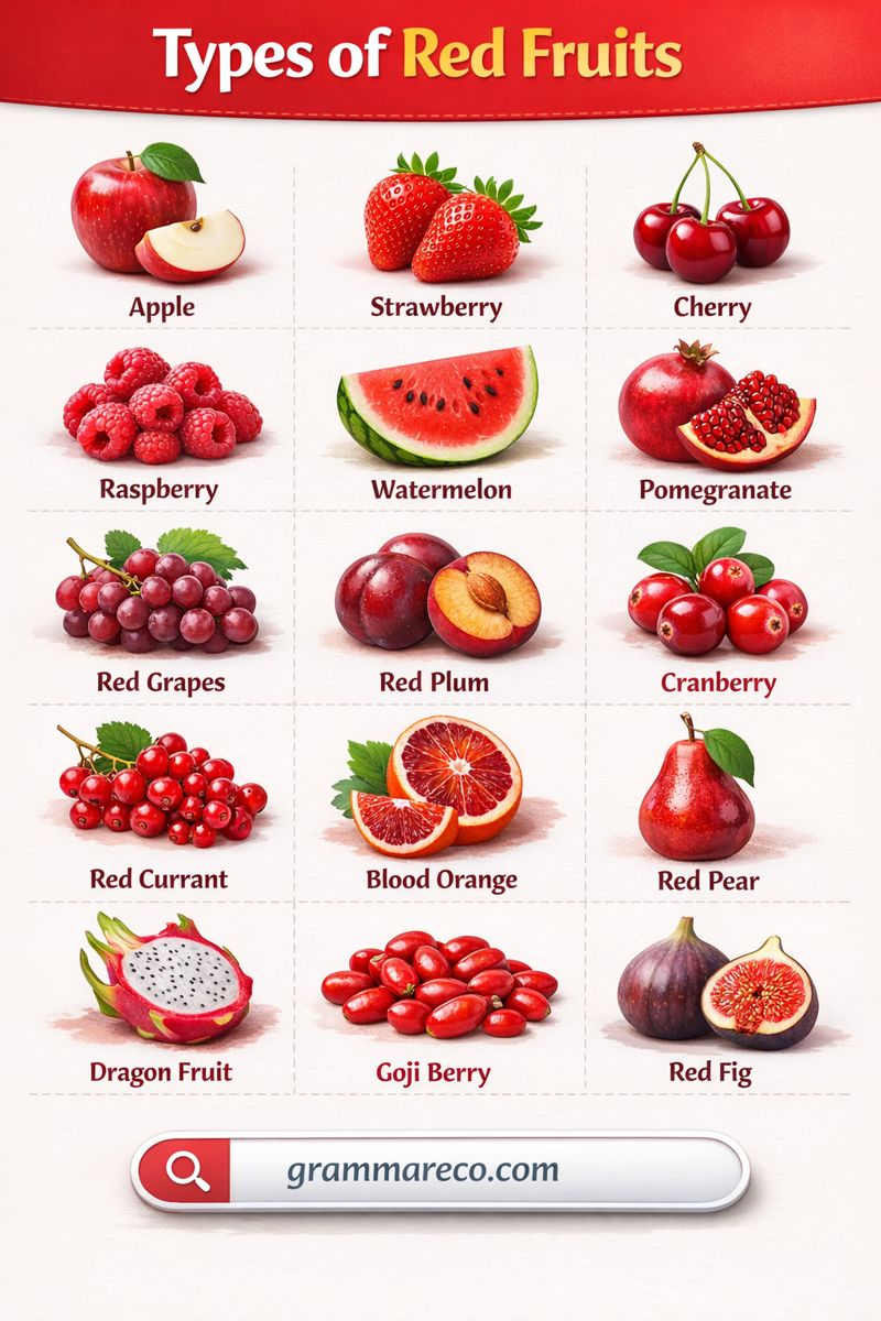 Red Color Fruit List with their Pictures and Names