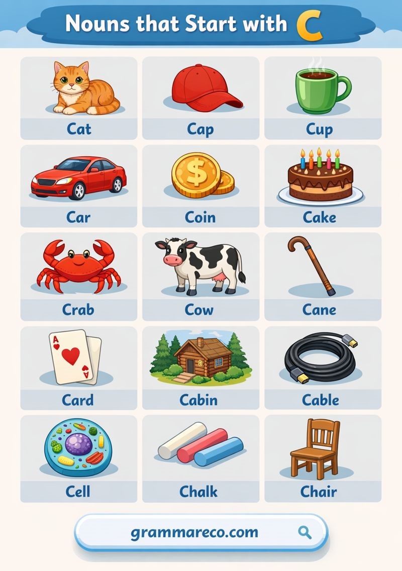 Simple Nouns that Start with C with Images