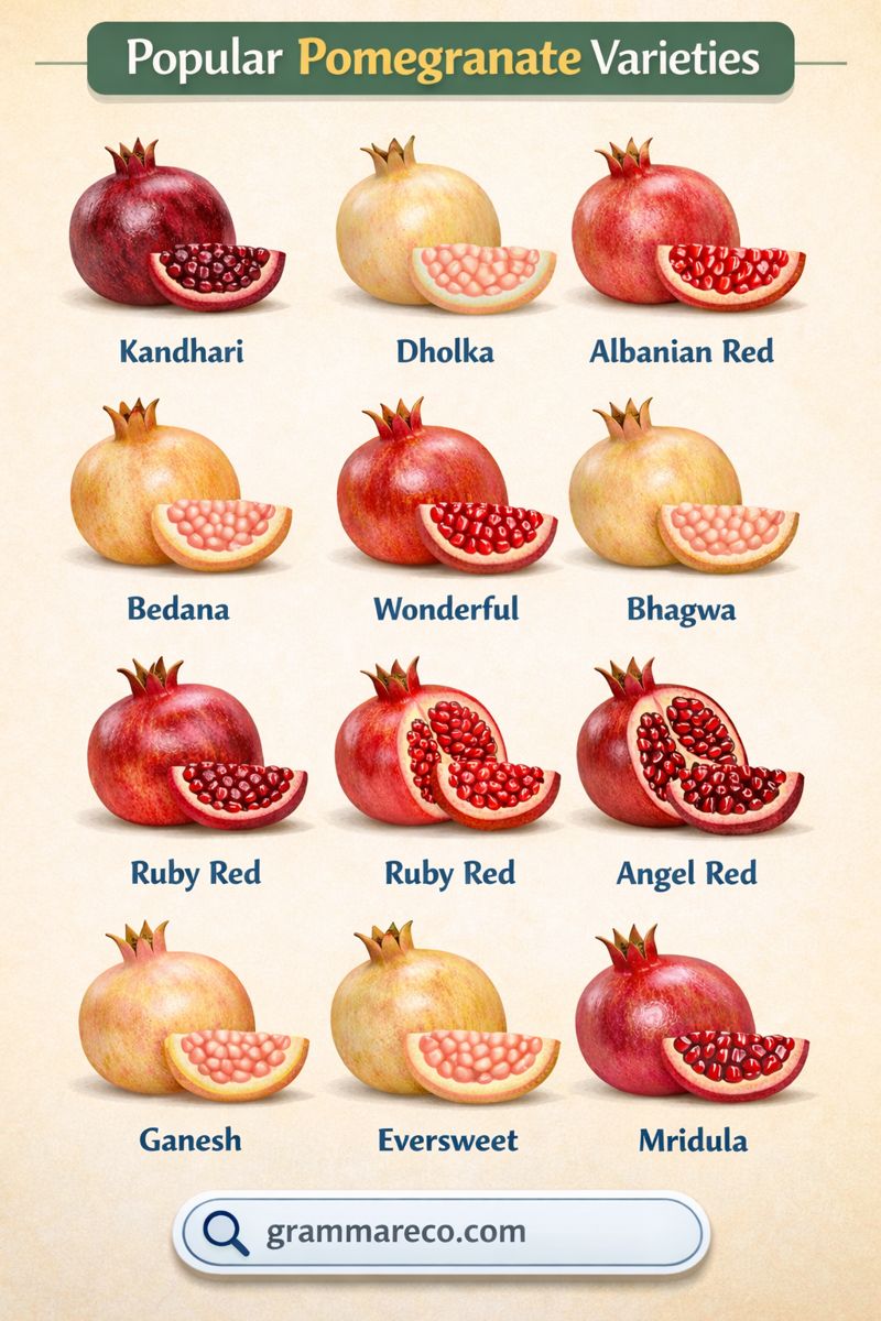 Types of Pomegranates: Wonderful, Bhagwa, Ganesh, and more