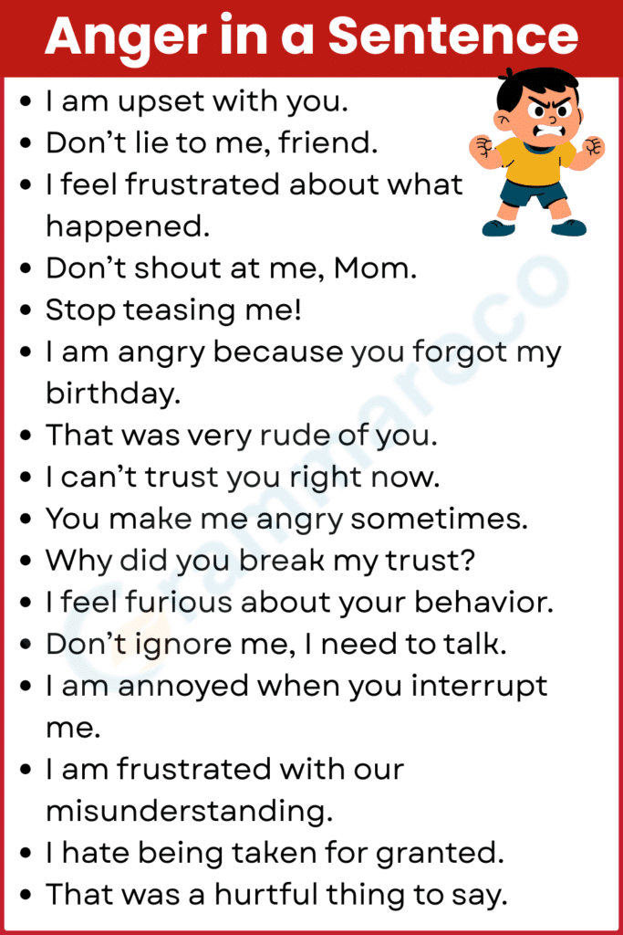 Show your Anger in Sentences: 150+ Examples in English | Grammareco.com