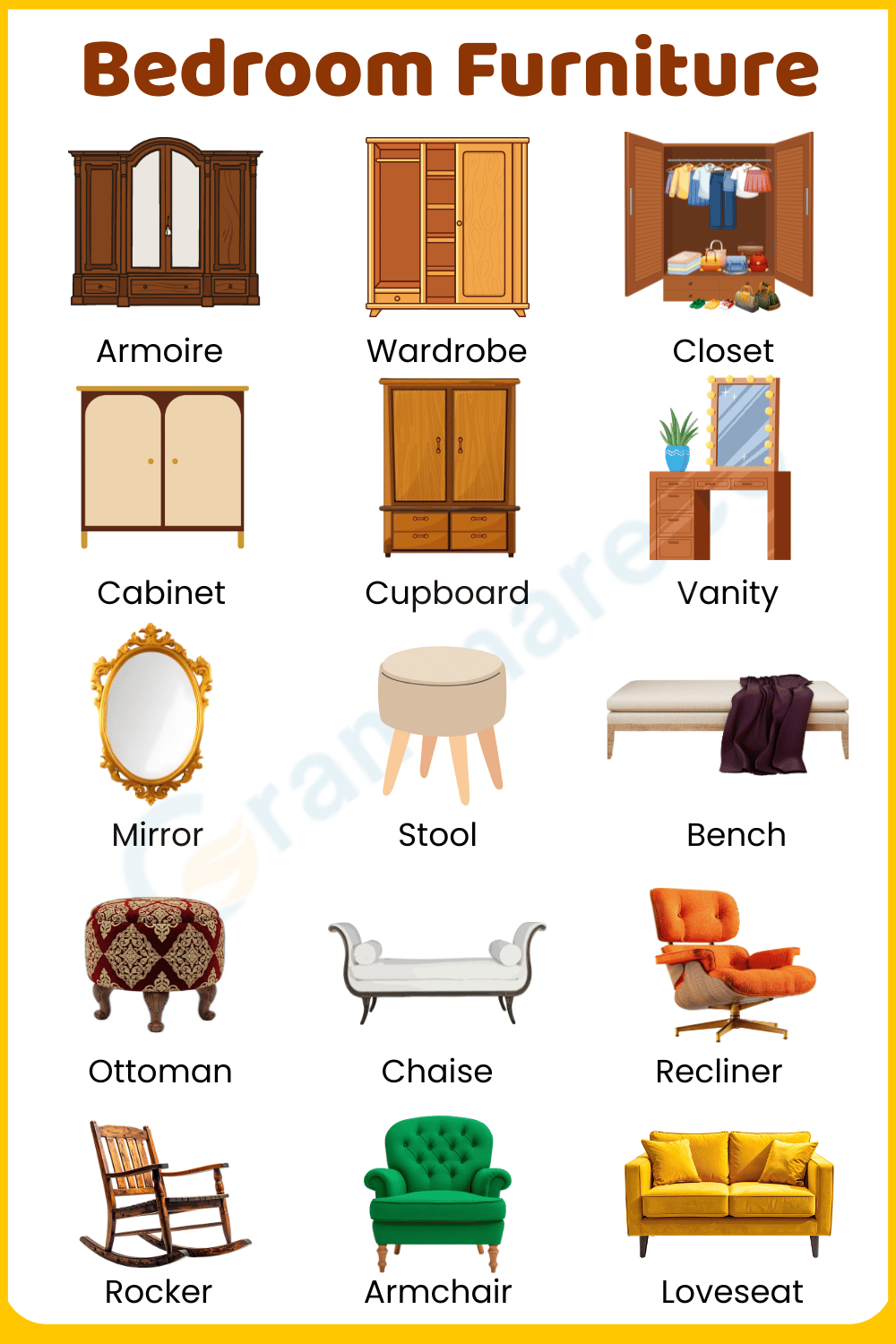Bedroom Furniture Name with Photos and Information