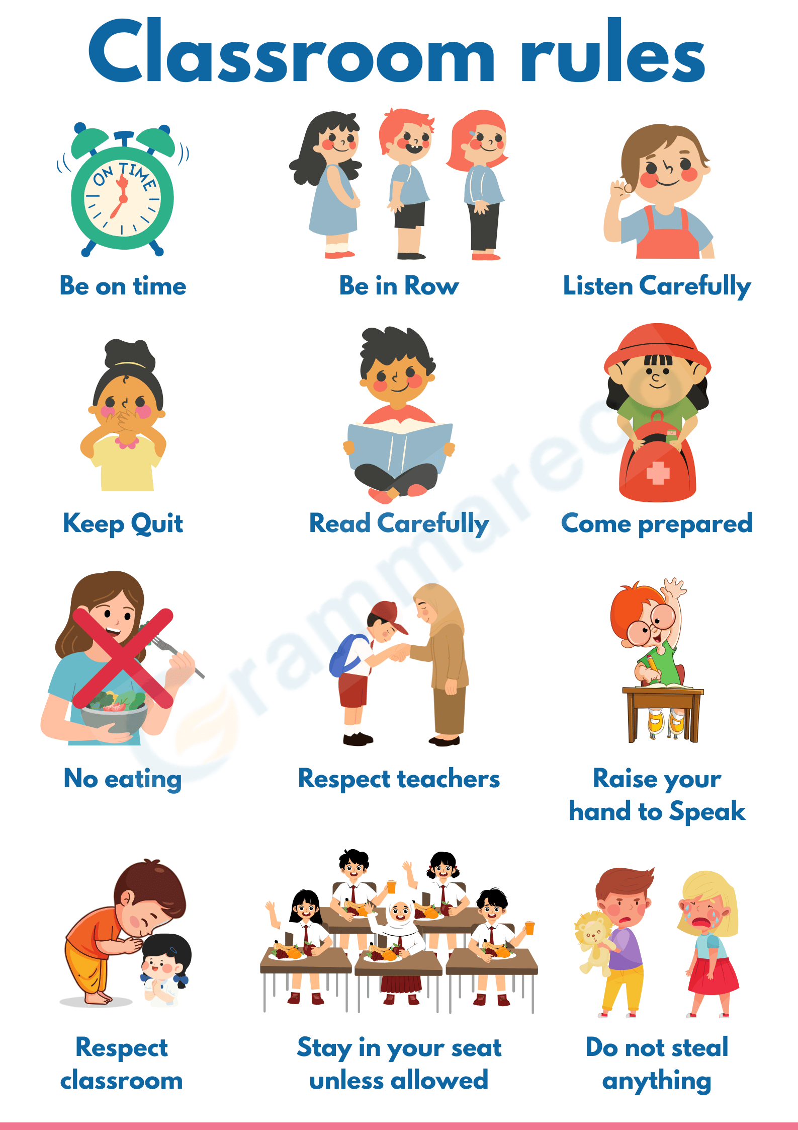 50 Classroom Rules and their Images