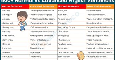 500+ Top Normal vs Advanced English Sentences with Pictures