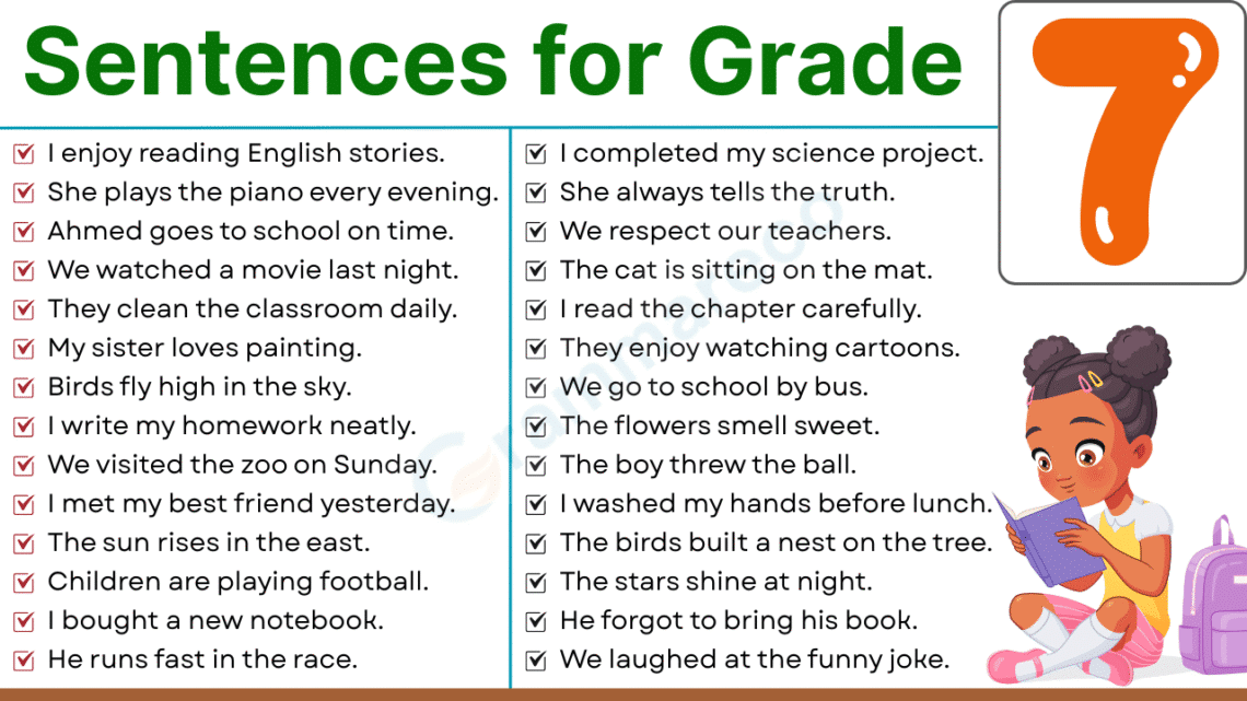 Sentences for Grade 7: 300+ Simple Sentences for Students | Grammareco.com