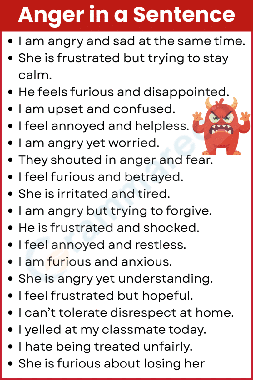 Show your Anger in Sentences: 150+ Examples in English | Grammareco.com