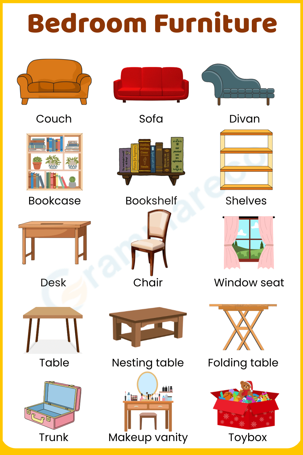 Bedroom Furniture Names with Images