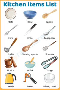 150+ Kitchen Items and Tools Names with their Pictures | Grammareco.com
