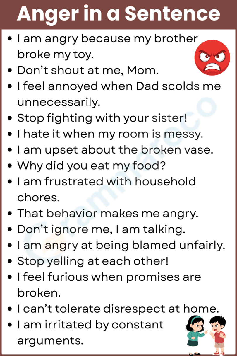 Sentences With Angry Show your Anger in Sentences: 150+ Examples in English | Grammareco.com