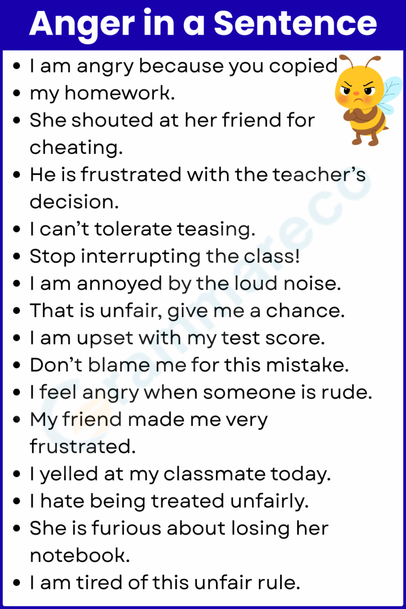 Show your Anger in Sentences: 150+ Examples in English | Grammareco.com