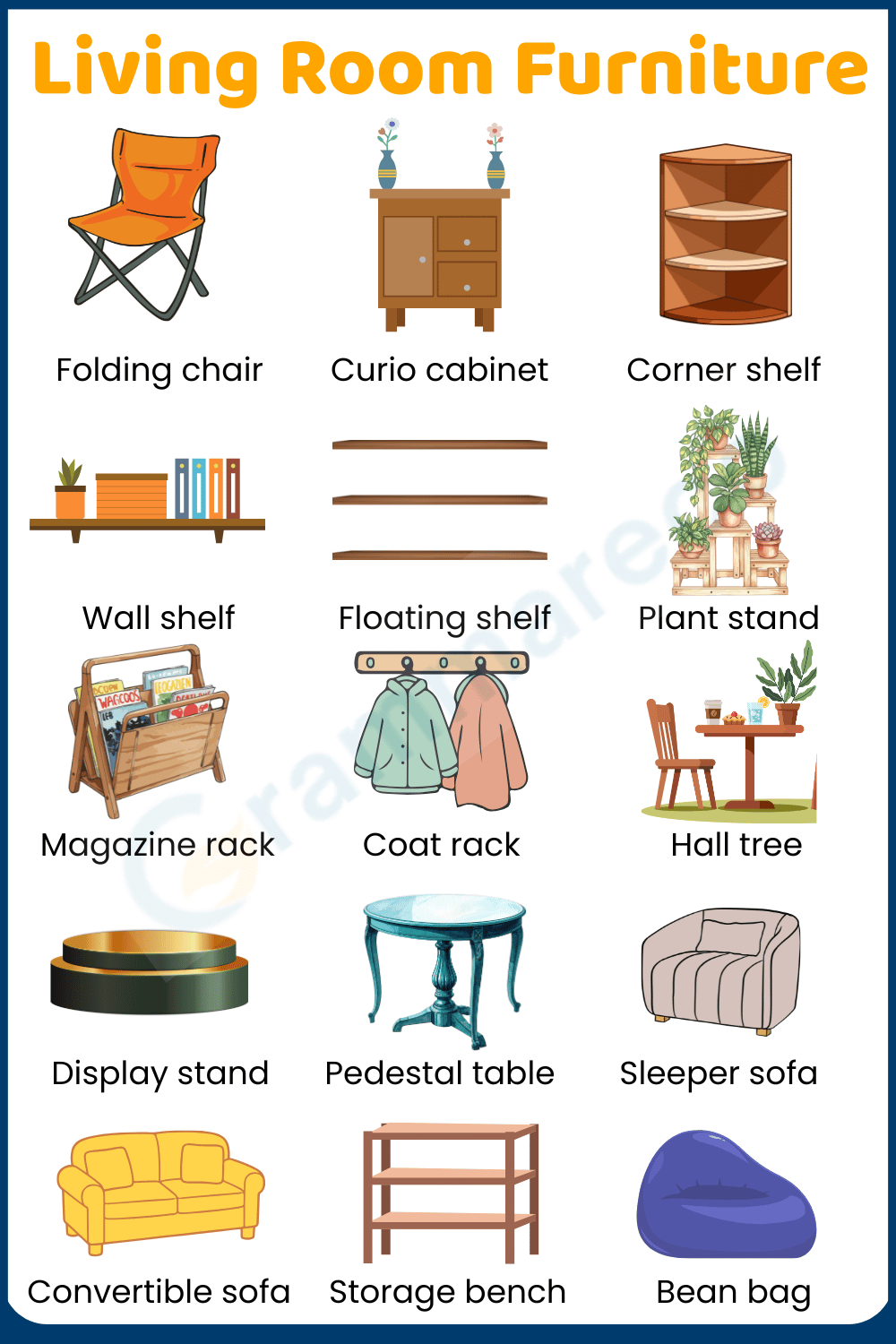 Modern Furniture for Living Room with Names and Images