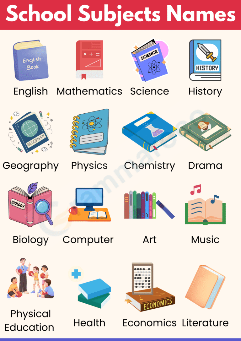 200+ School Vocabulary Words List for Students with their Pictures ...
