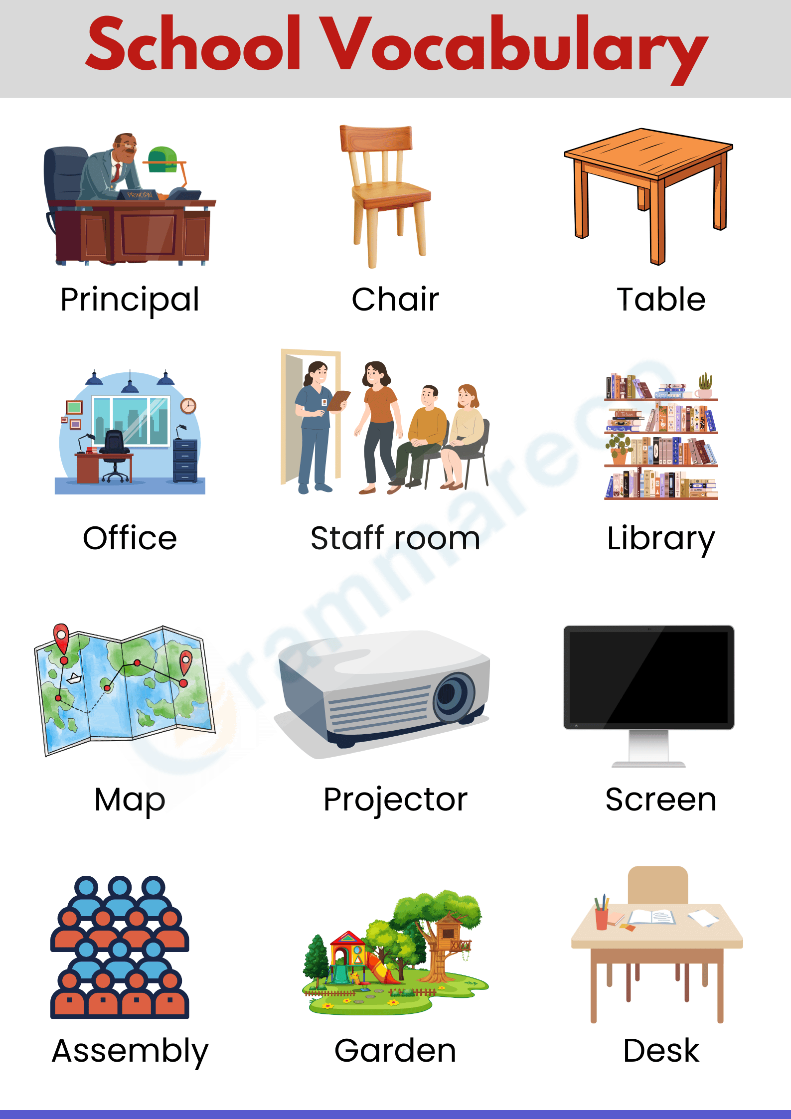 Back to School Words with Pictures