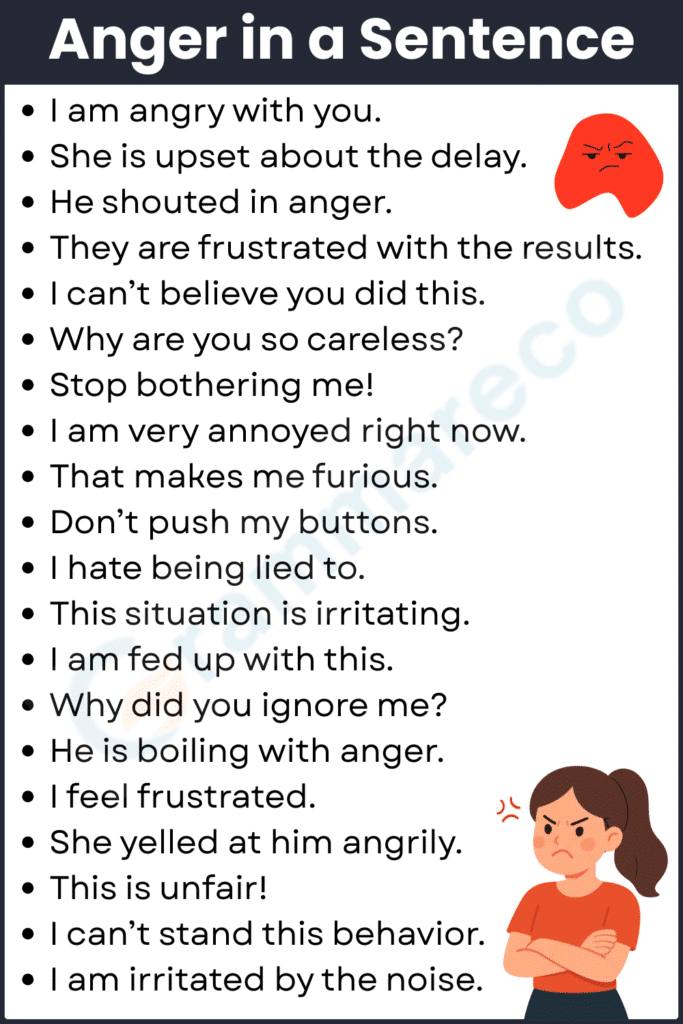 Show your Anger in Sentences: 150+ Examples in English | Grammareco.com