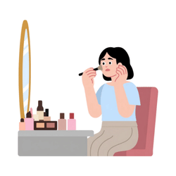 Apply makeup: Daily Routine Vocabulary Words