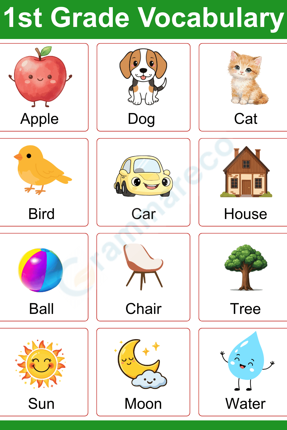1st Grade Vocabulary Words with Pictures for Kids