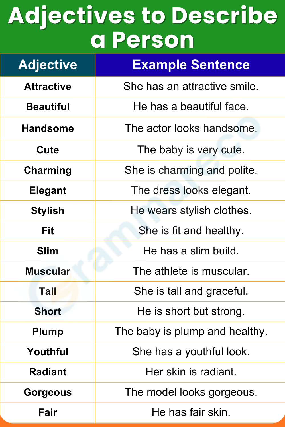 Adjectives to Describe Physical Appearance with Pictures
