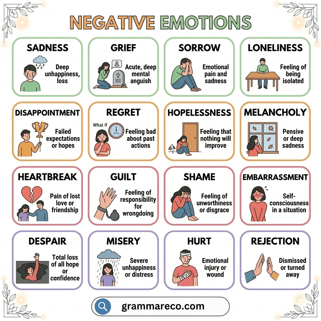 150+ Negative Emotions List in English with Examples