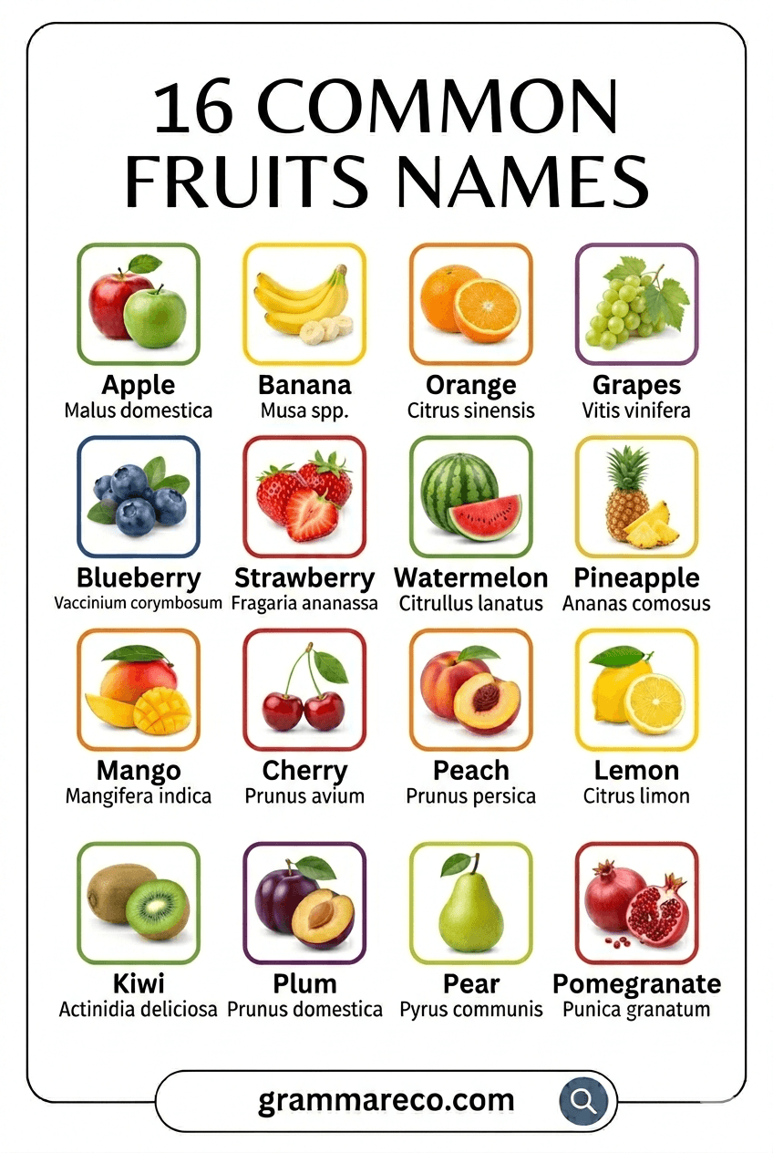 10 Common Fruits Names and Pictures