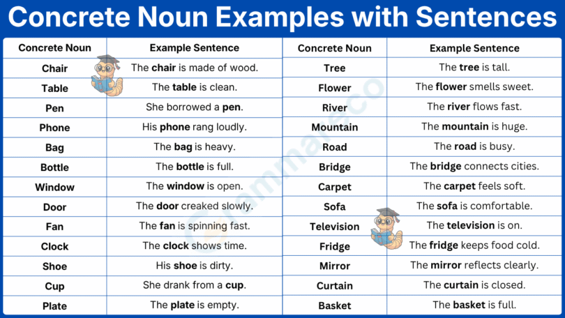 120+ Examples of Concrete Noun in Sentences with Pictures