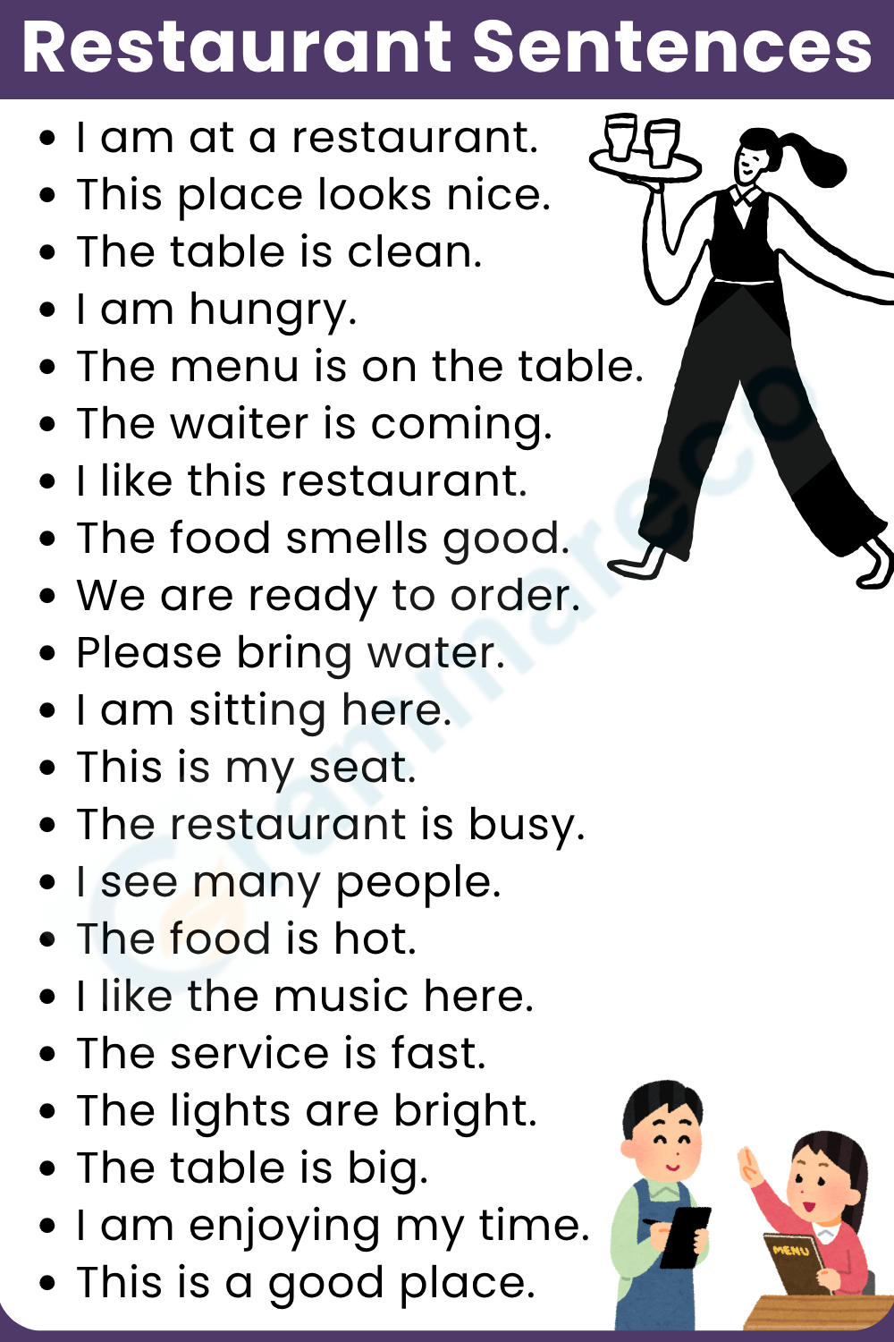 Basic Restaurant Sentence in English