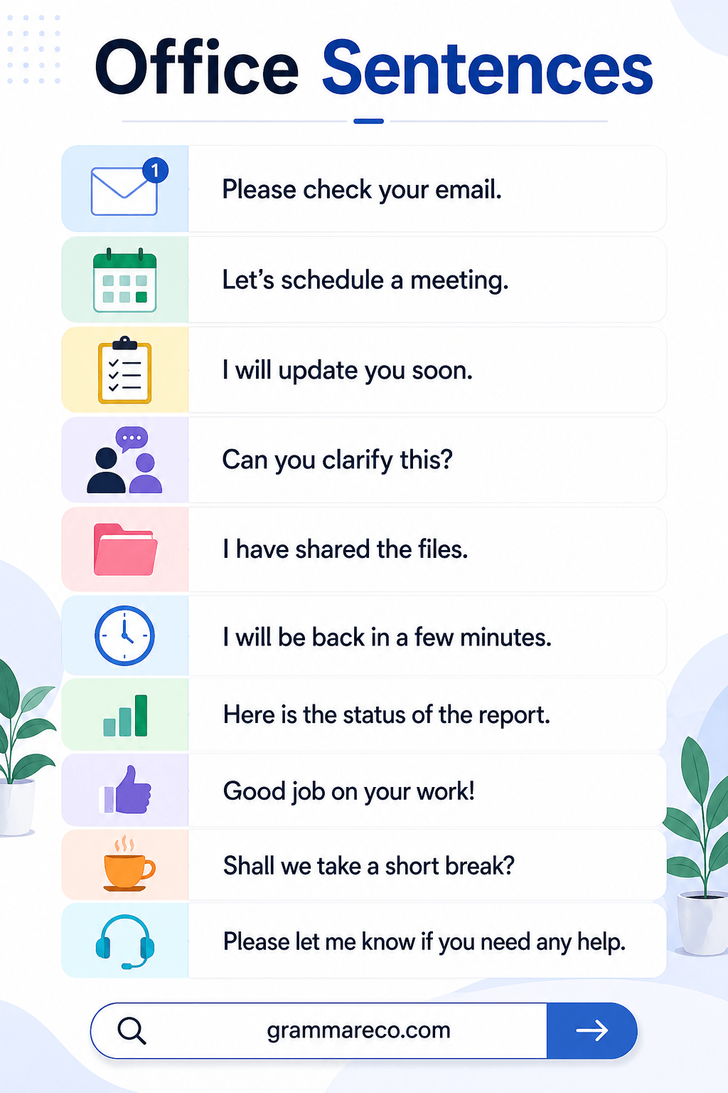 Daily use English Sentences Conversation in Office