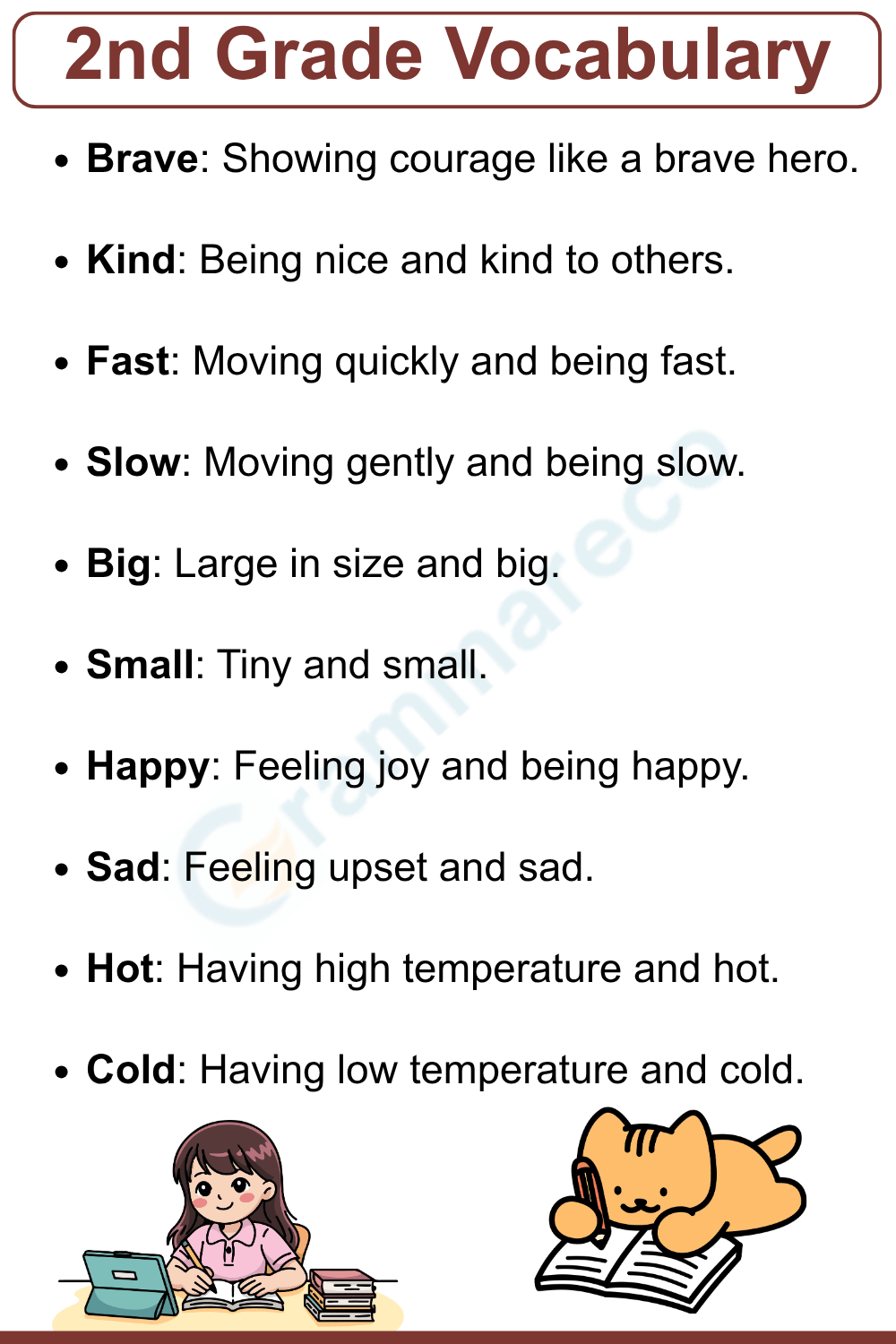 Important Word List for Grade Two Students