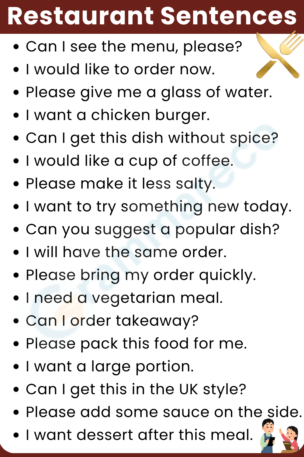 Order Sentence with Restaurant with Pictures