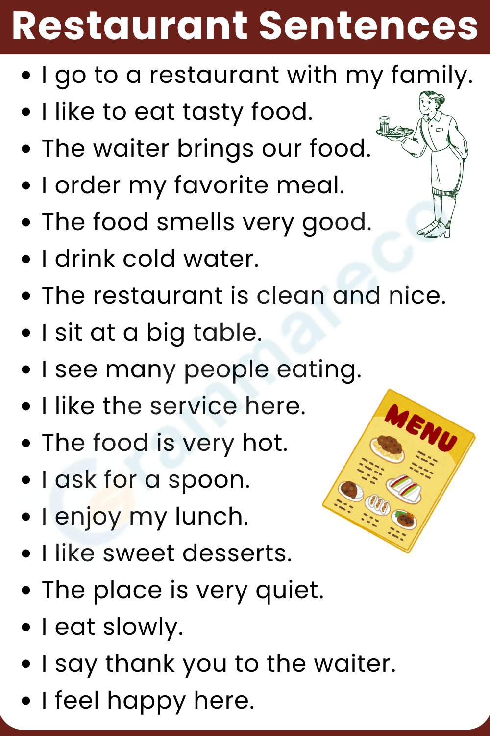 Restaurants Make Sentence for Class 2