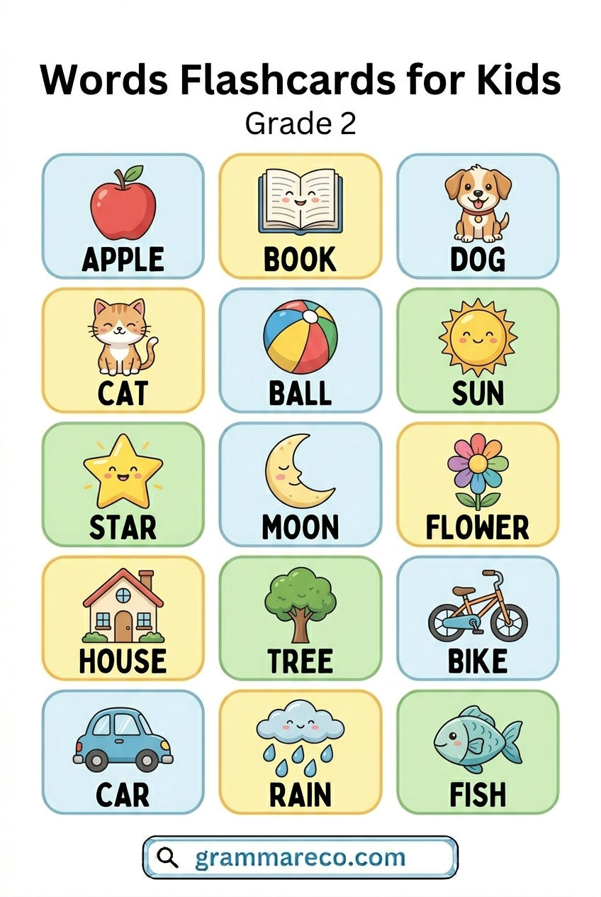 Words Flashcards for Grade 2 Kids