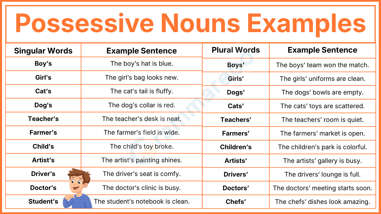 101+ Possessive Nouns Sentences Examples with Answer | Grammareco.com