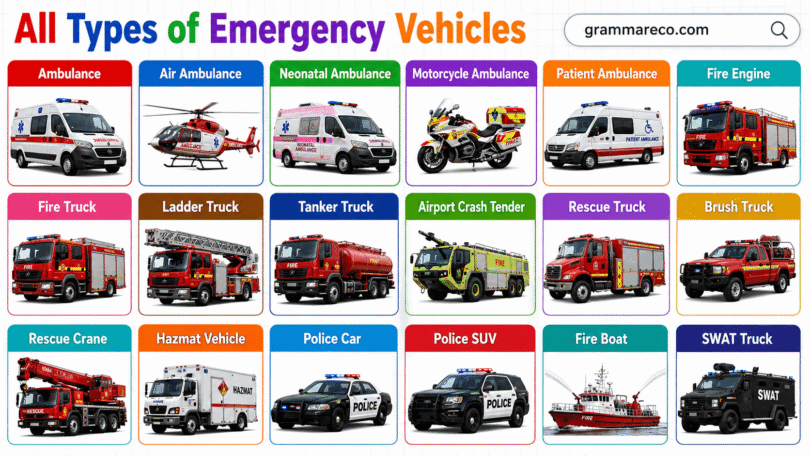 55+ Types of Emergency Vehicles with Names, Uses, and Pictures