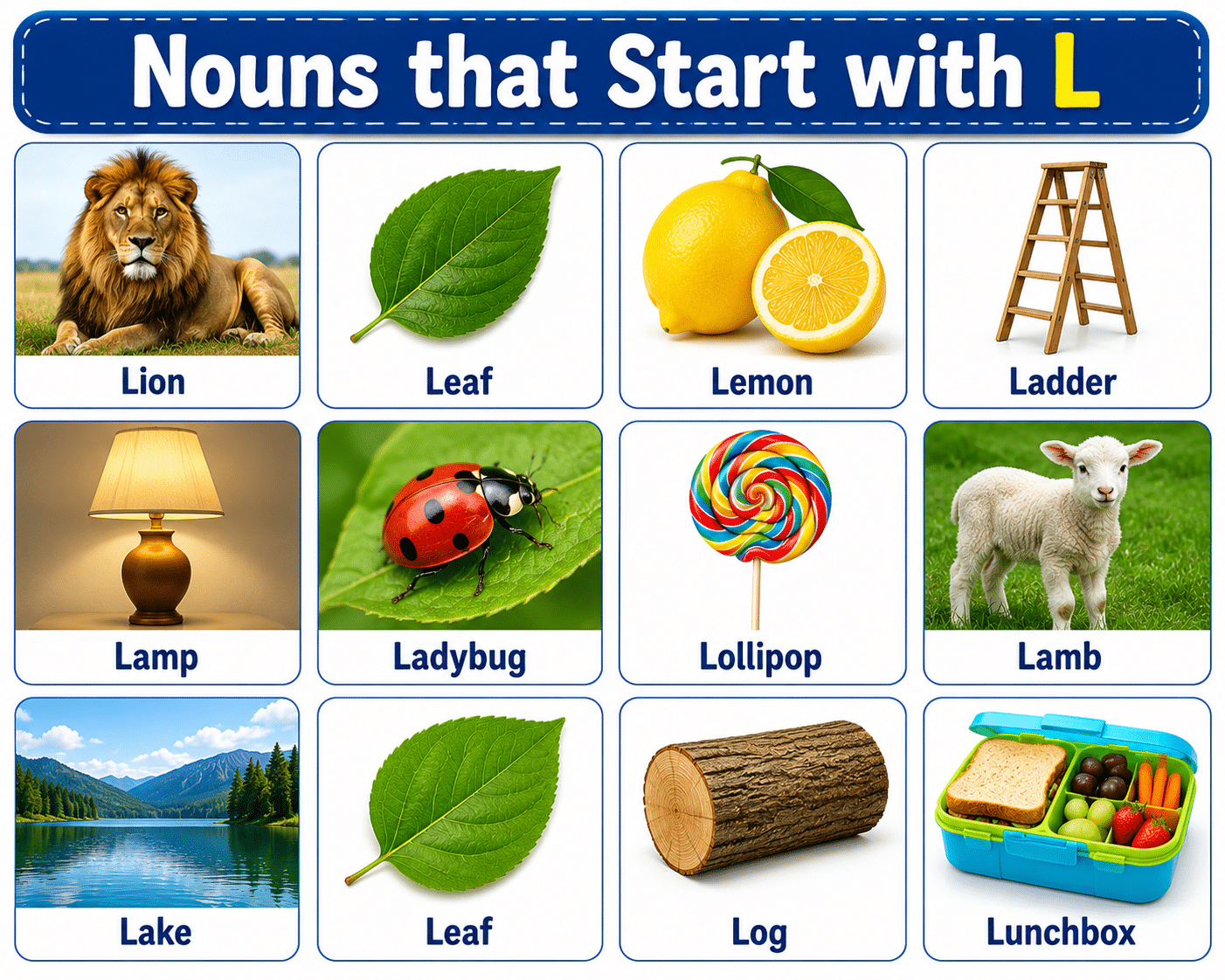 Common Nouns that Start with L and Pictures