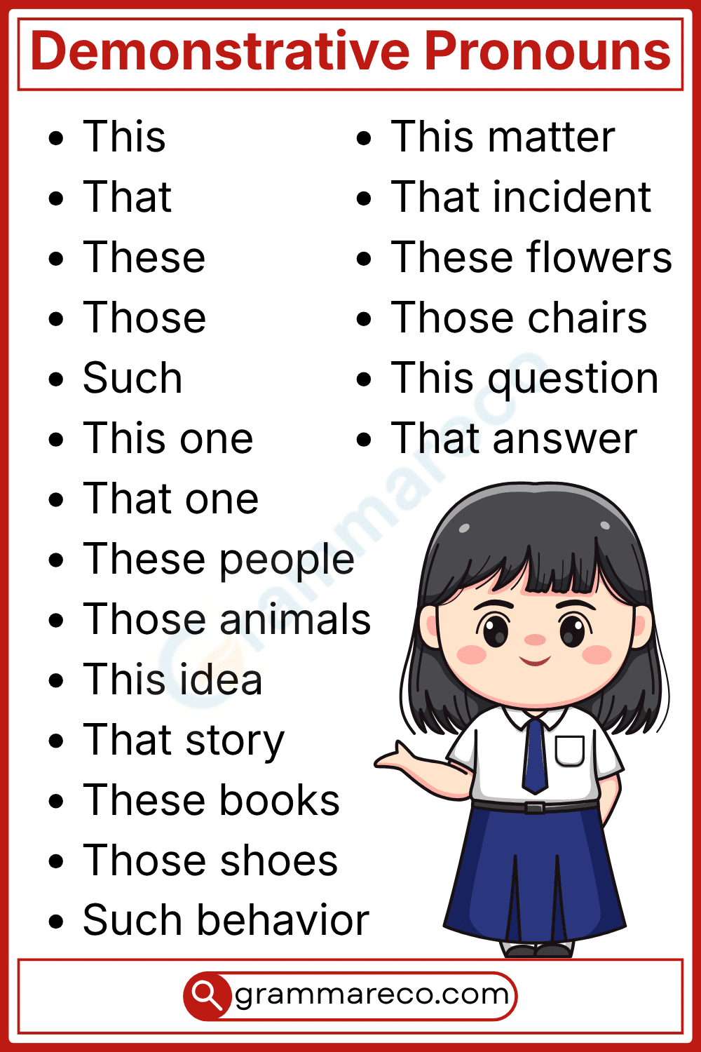 Demonstrative Pronoun Examples List